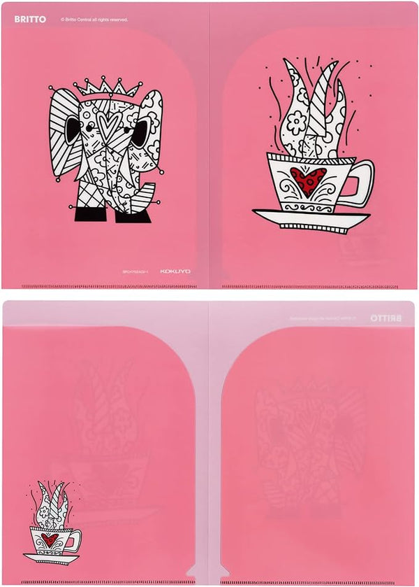 BR WポケットフォルダーA5（2柄組）カップピンク