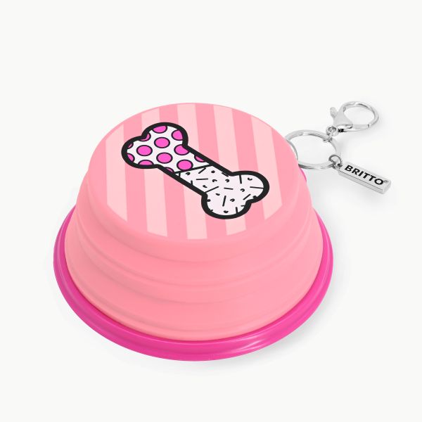 BRITTO® PET TRAVEL Bowl - BONE (PINK)