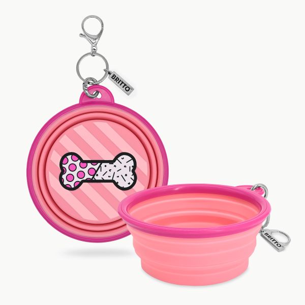 BRITTO® PET TRAVEL Bowl - BONE (PINK)