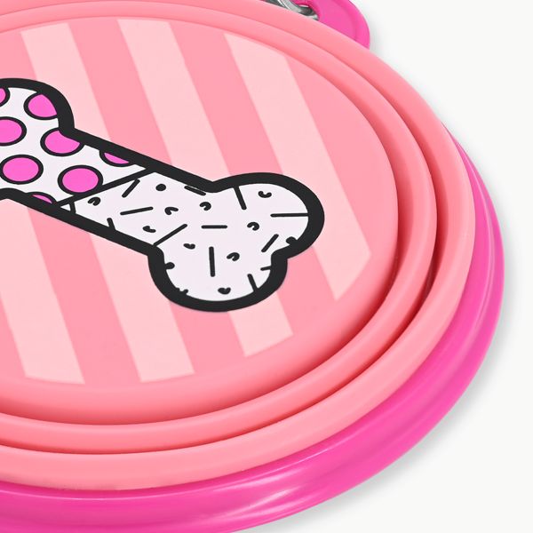 BRITTO® PET TRAVEL Bowl - BONE (PINK)