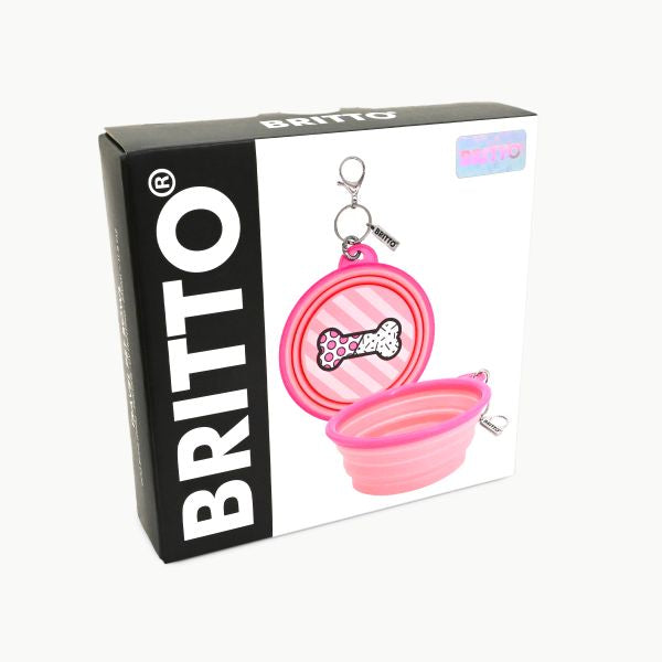 BRITTO® PET TRAVEL Bowl - BONE (PINK)